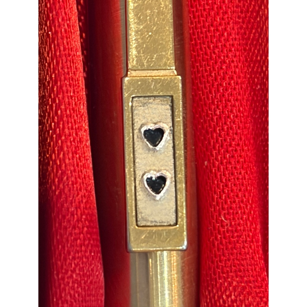 Vintage Paper Mate Gold Tone Ballpoint Pen USA Made Double Heart Logo with Box